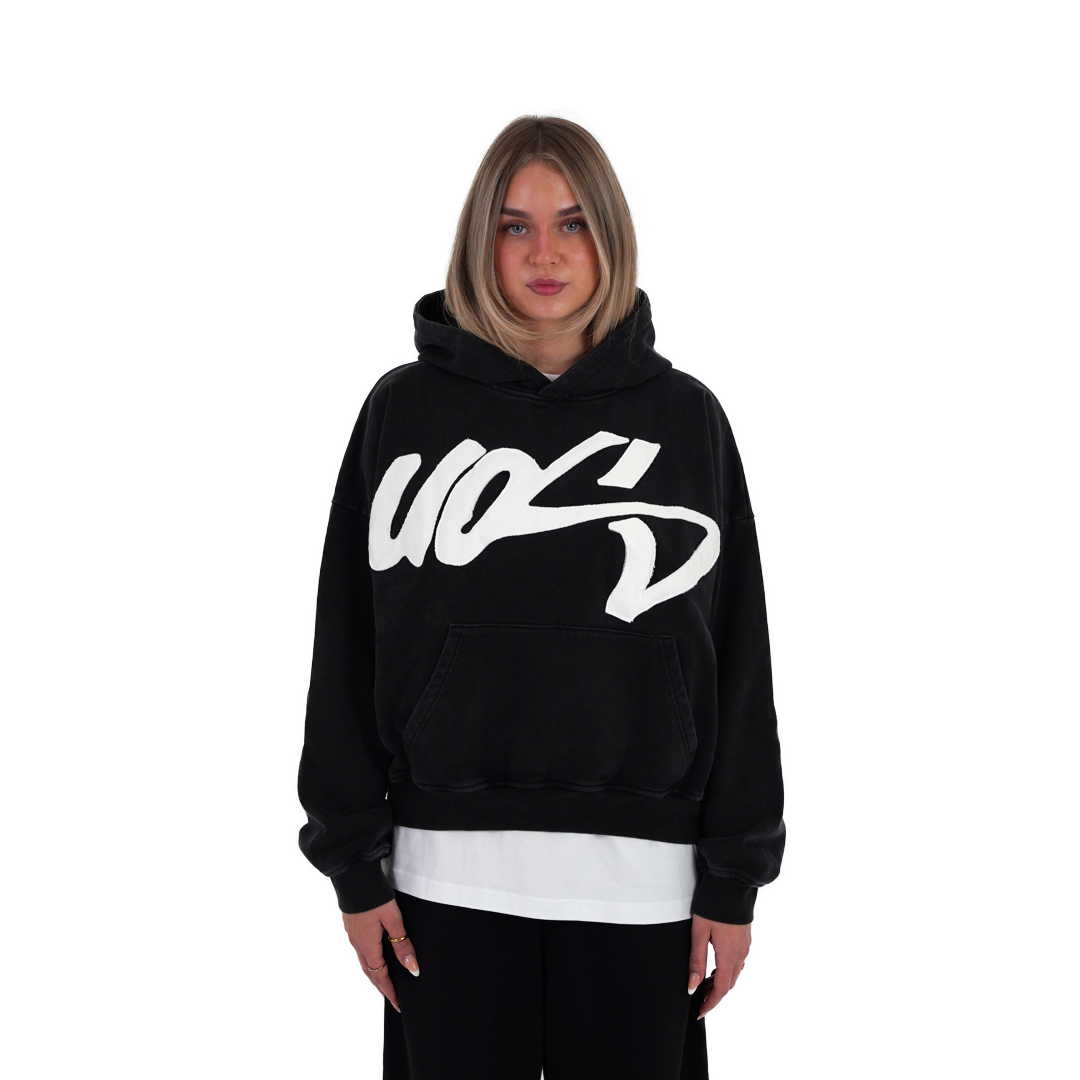 UOS WASHED BLACK HOODIE