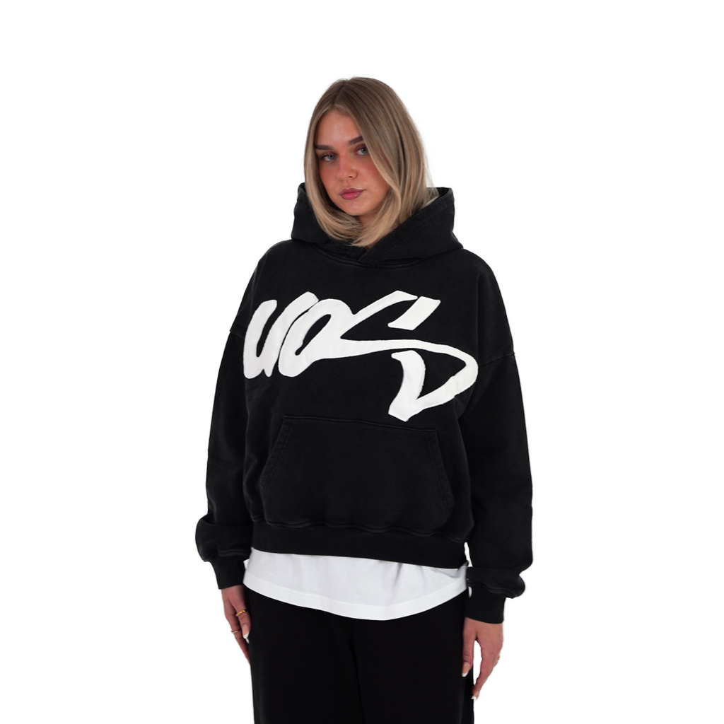 UOS WASHED BLACK HOODIE