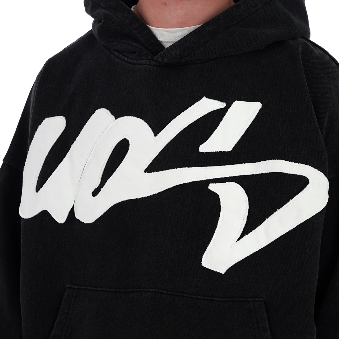 UOS WASHED BLACK HOODIE