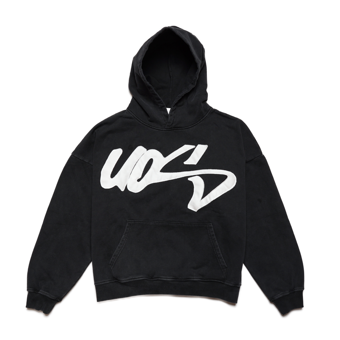 UOS WASHED BLACK HOODIE